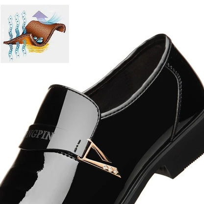 2025 Leather Shoes for Men Patent Leather Mens Casual Oxford Shoes Moccasin Glitter Male Footwear Designer Business Casual Shoes
