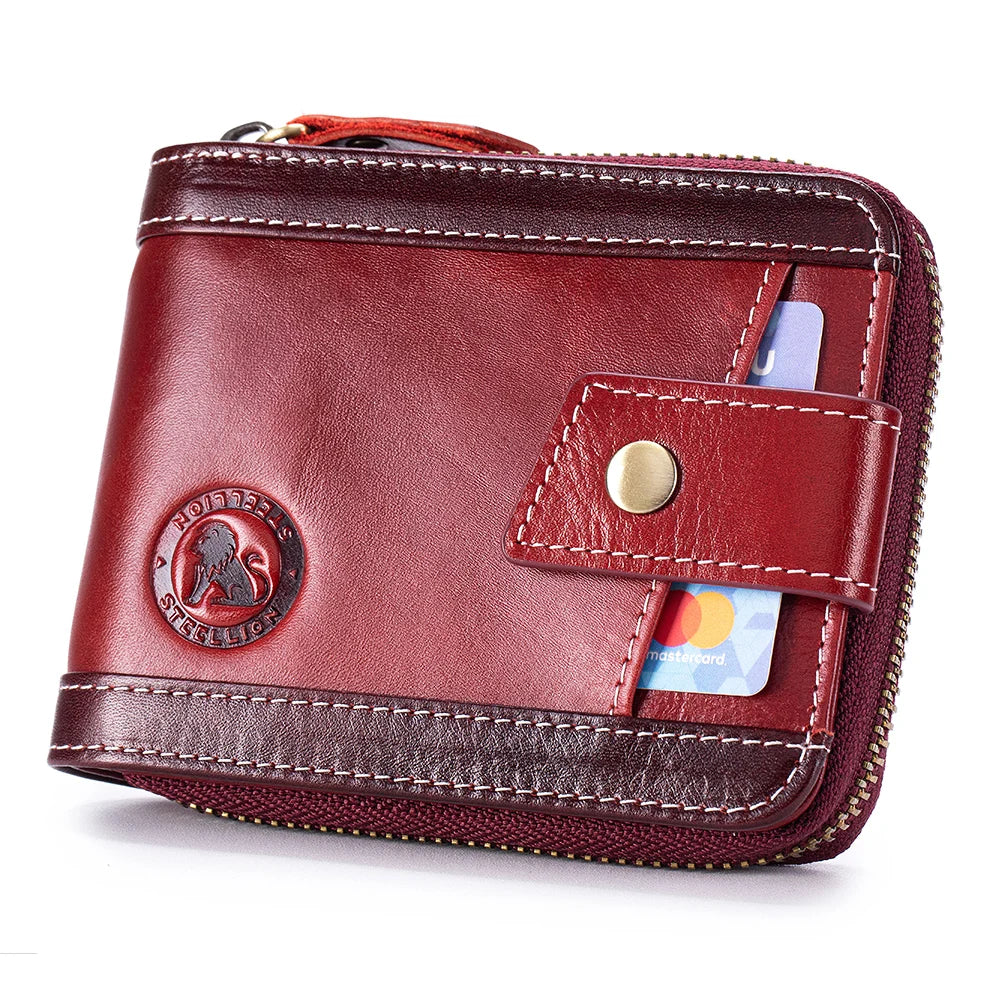 Leather wallet, men's leather coin purse, multi slot with photo album window, anti-theft brush, perfect gift item