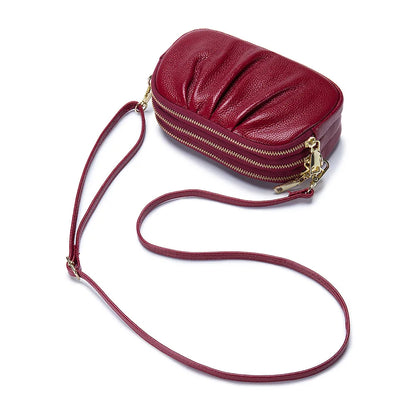 Genuine Leather One Shoulder Bag Women Fashion Crossbody Bag Designer Small Handbag Earphone Key Lipstick Phone Pouch Messenger
