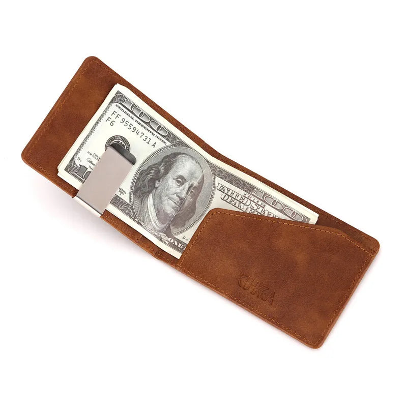Fashion Men's PU Leather Money Clips Wallet Multifunctional Thin Man Card Purses Women Metal Clamp For Money