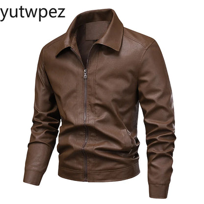 Streetwear Casual Blazer Jackets Male Outerwear Men's Slim Fit Lapel Leather Jacket Suit Short Coat Men Fashion Leather Jacket