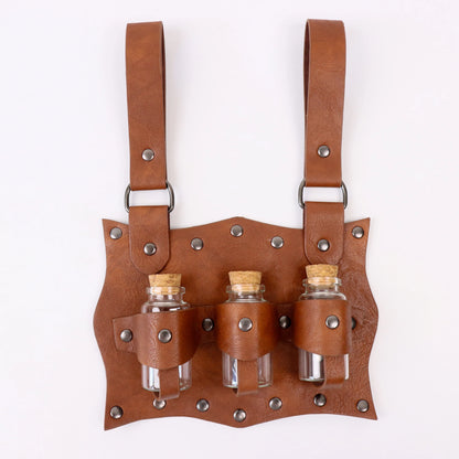 Renaissance Costume Accessories Belt Pouch 3 Potion Bottles Leather Holder Medieval Festival Halloween Costume Belt Waist Set