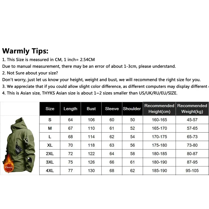 Outdoor Jackets Men Shark Skin Soft Shell Tactical Waterproof Windbreaker Combat Jacket Mens Hooded Bomber Coats
