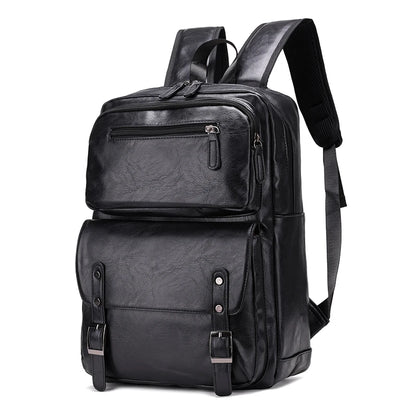 Fashion Men Backpack PU Leather Bagpack Laptop Backpacks Man'S Casual Back Bag Business Male Bag Leather Texture Travel Bags
