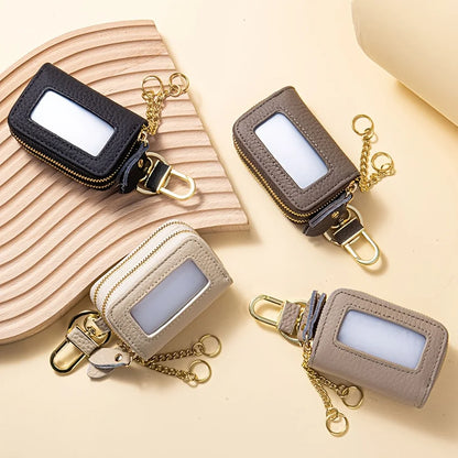 New Unisex Genuine Leather Key Wallet Men Casual Zipper Car Key Organizer Female Double Design Key Case Fashion Keychain Wallet
