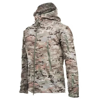 2024 New Outdoor Jackets Men Shark Skin Soft Shell Tactical Waterproof Windbreaker Jacket Mens Hooded Bomber Coats Hiking