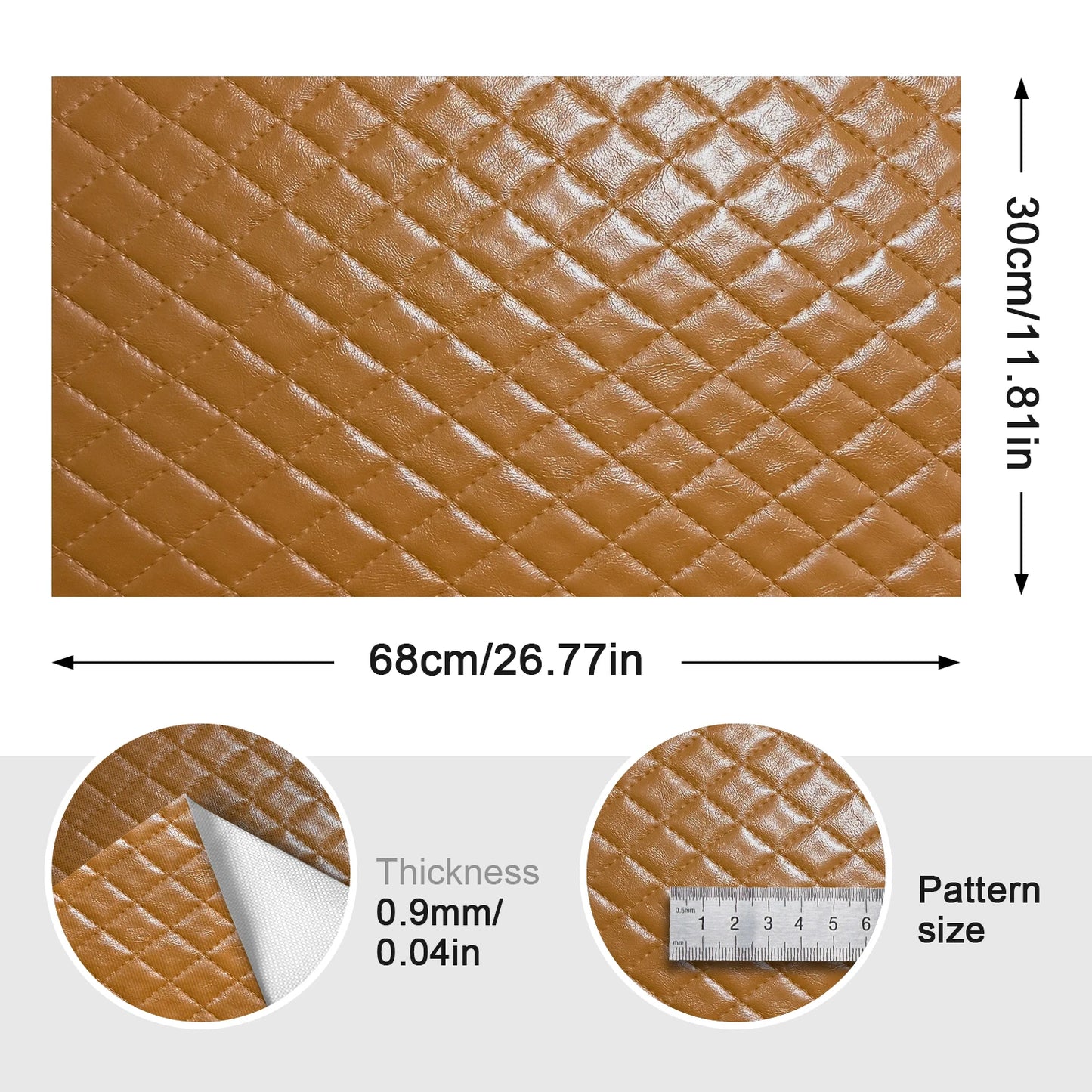 Diamond Checkered Stitching Embossed Leather High Quality Synthetic Leather Making Handicrafts for DIY Bags Watch Strap 30x68cm