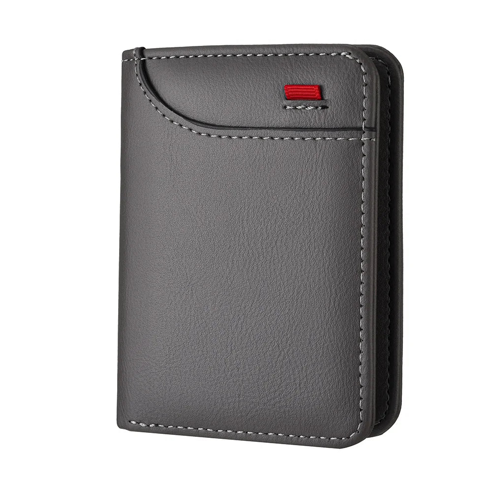 Men Slim Bifold Wallet PU Leather Short Vertical Card Holder Minimalist Multi Card Slots Cash Pocket Portable Purse Wallet