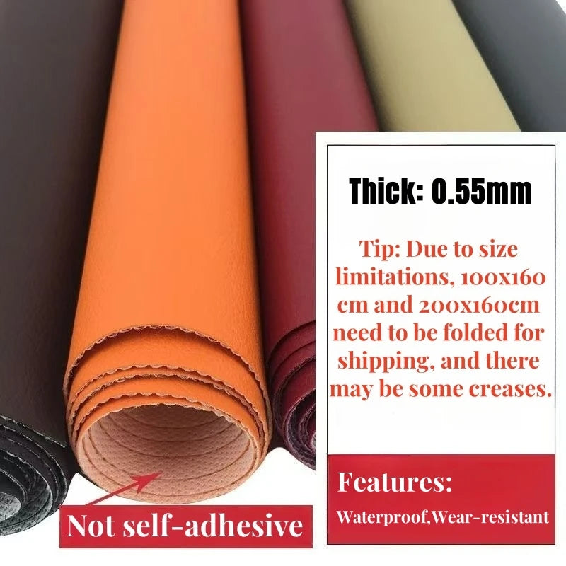 Non-stick  Faux Leather Fabric Soft Synthetic PU Fabric Material DIY Crafts Leather Sofa Upholstery Renovation 50/100/200*160cm
