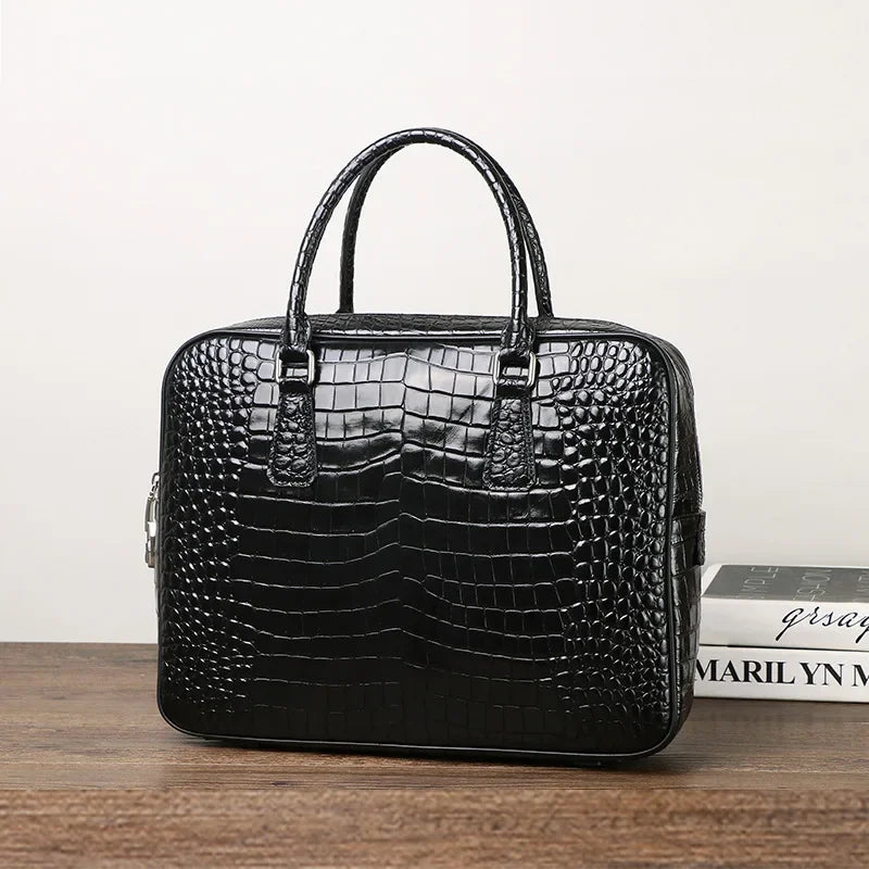 2025 New Luxury Alligator Pattern Genuine Leather Business Men's Briefcase Male Shoulder Bag Men Messenger Laptop Computer Bag