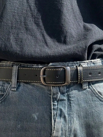 Simple MEN'S Metal Belt Pin Buckle PU Leather Jean Belt Casual High Quality Belt for Men Pants