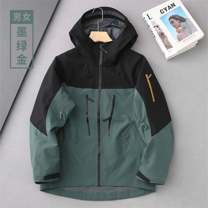 Outdoor Hard Shell Jacket Men Mountaineering Skiing Camping Cycling Jogging Hooded Breathable Waterproof Coat Quality Sportswear