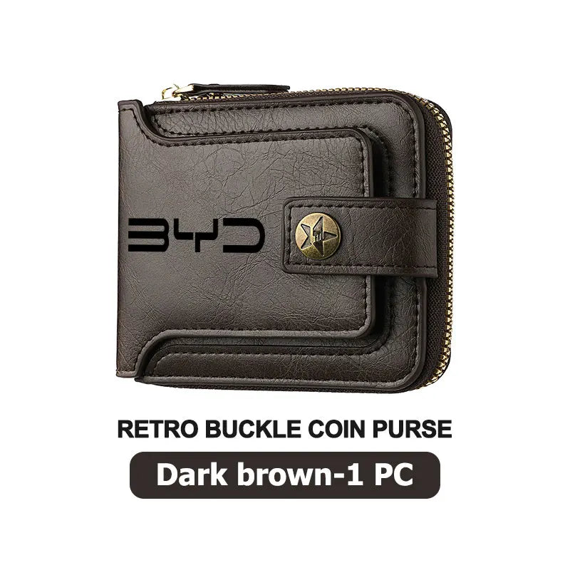 For BYD Leather Car Men Wallet Credit Card Holder Wallets With Zipper M6 G3 G5 T3 F3 I3 F0 F6 S6 S8 E5 E6 G6 L3 S7 G7