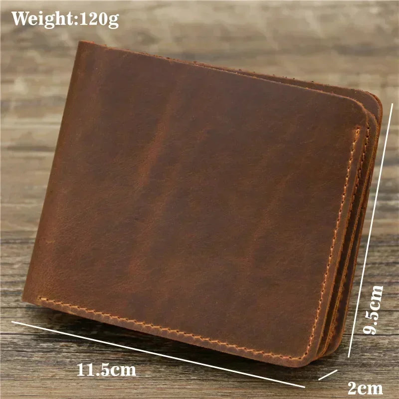 100%Genuine Leather Men's Wallets with Coin Pocket Vintage Male Short Purse Function Men Wallets with Card Holders