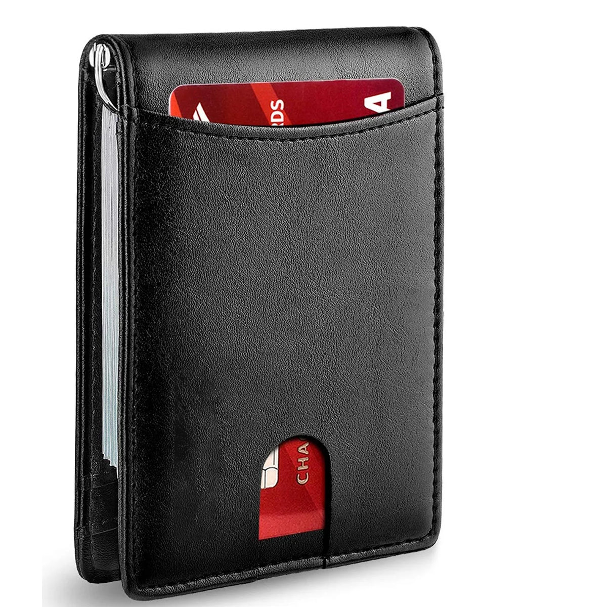Slim Wallets for Men - Leather Money Clip Mens Wallet - RFID Blocking Front Pocket Bifold Wallet - Minimalist Credit Card Holder
