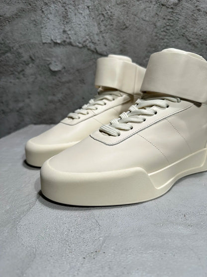 Men's Shoes High Top Platform Sneakers Lace Up Genuine Leather Luxury White Designer Boots