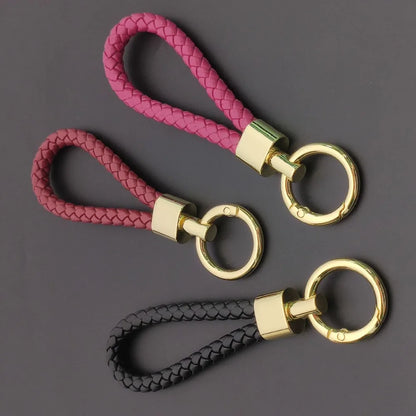 Creative Leather Woven Keychain  Backpack Accessories Couple Pendant Gift Man Lady Metal Keying Neutral Personalized Fashion