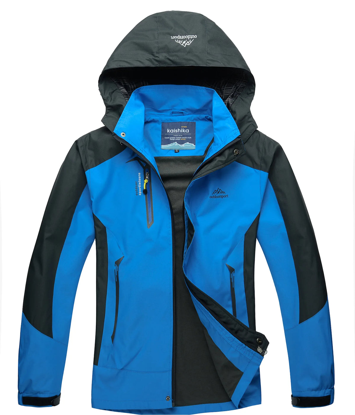 Men's Waterproof Windproof Rain Jacket Hiking Trekking Ski Outdoor Sports Coat Lightweight Packable Hooded Raincoat for Travel