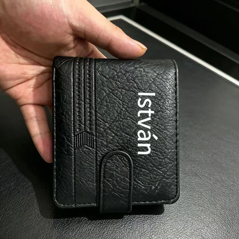 Men's Slim Bifold Wallets Leather Multiple Card Holder Purses with Driver License ID Windows Man Short Wallet with Coin Pouch