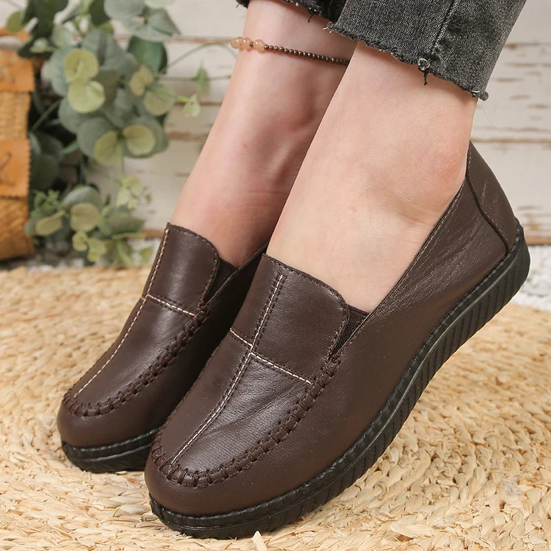 Women's loafers, women's flat shoes, lightweight mom shoes, women's casual shoes, durable artificial leather