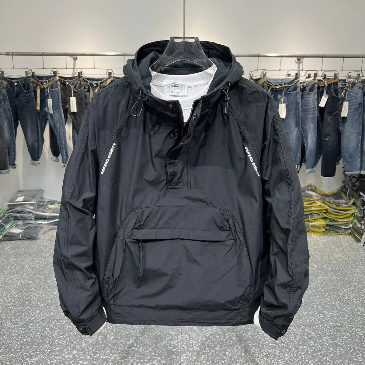 Men's Fashion Long Sleeve Hooded Jacket Casual Outerwear with Zipper Pockets Outdoor Work Jacket Bomber Baseball Jacket