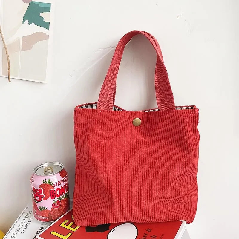 Bags for Women Corduroy HandBags Reusable Lunch Bags Casual Tote Female Handbag Canvas Tote Bag Dropshipping
