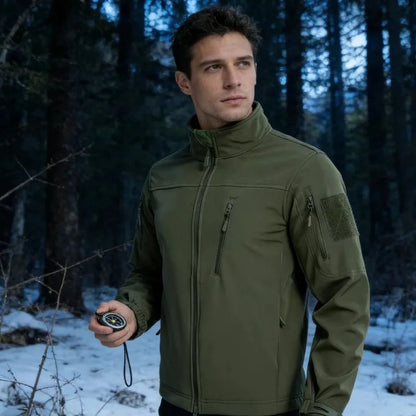 Men's Tactical Softshell Jacket European Size Windproof Waterproof Winter Hiking Ski Coat Fleece Lined Warm Jacket Men's Coat