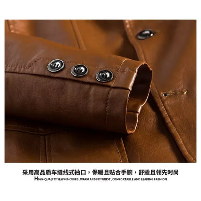 2026 Men's Leather Jackets Lapel Business Pu Blazers Men Solid Casual Slim Button-up Leather Coats Autumn Outwear Plus Size 6XL