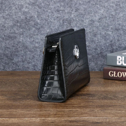 Men's Genuine Leather Clutch Bag English Style Handheld Wallet Business Casual Use Credit Card Holder Money Clip
