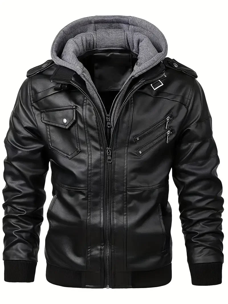 Motorcycle Leather Jackets Man Casual Fashion Motorcycle Coat Slim Fit Lapel PU Jackets Autumn Anti-wind Leather Coat Male