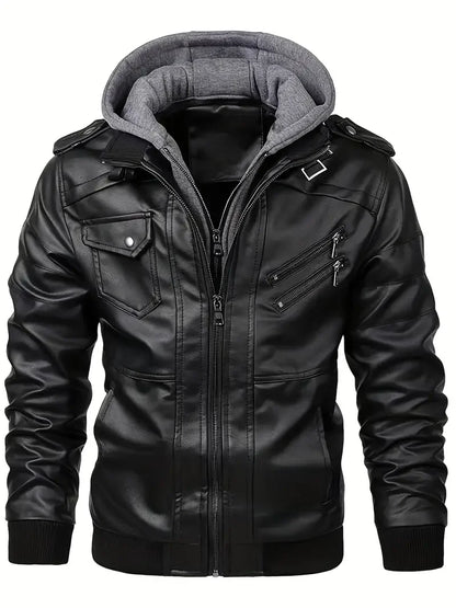 Motorcycle Leather Jackets Man Casual Fashion Motorcycle Coat Slim Fit Lapel PU Jackets Autumn Anti-wind Leather Coat Male