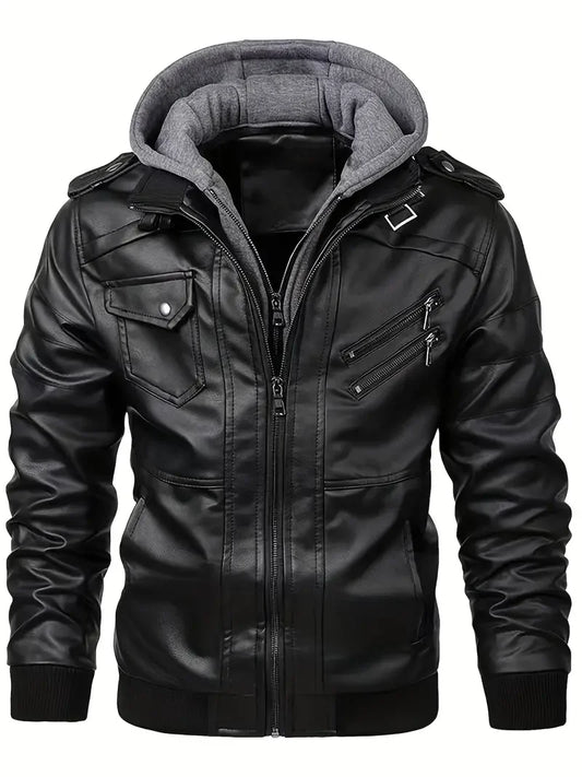 Motorcycle Leather Jackets Man Casual Fashion Motorcycle Coat Slim Fit Lapel PU Jackets Autumn Anti-wind Leather Coat Male