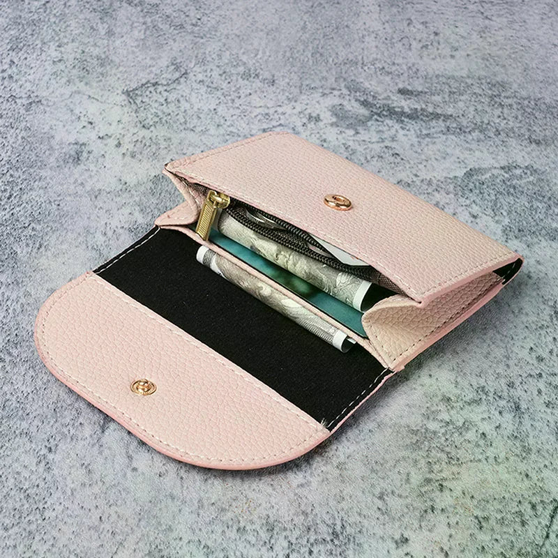 Women Wallets PU Leather Female Purse Mini Hasp Solid Multi-Cards Holder Coin Short Wallets Slim Small Wallet Zipper Hasp