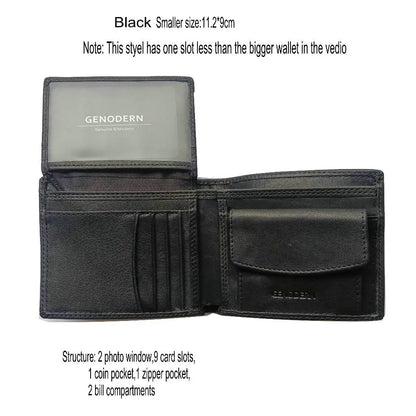 Cow Leather Men Wallets with Coin Pocket Vintage Male Purse Function Brown Genuine Leather Men Wallet with Card Holders