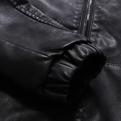Leather men autumn new slim-fit Korean version handsome hooded motorcycle jacket men's coat tide