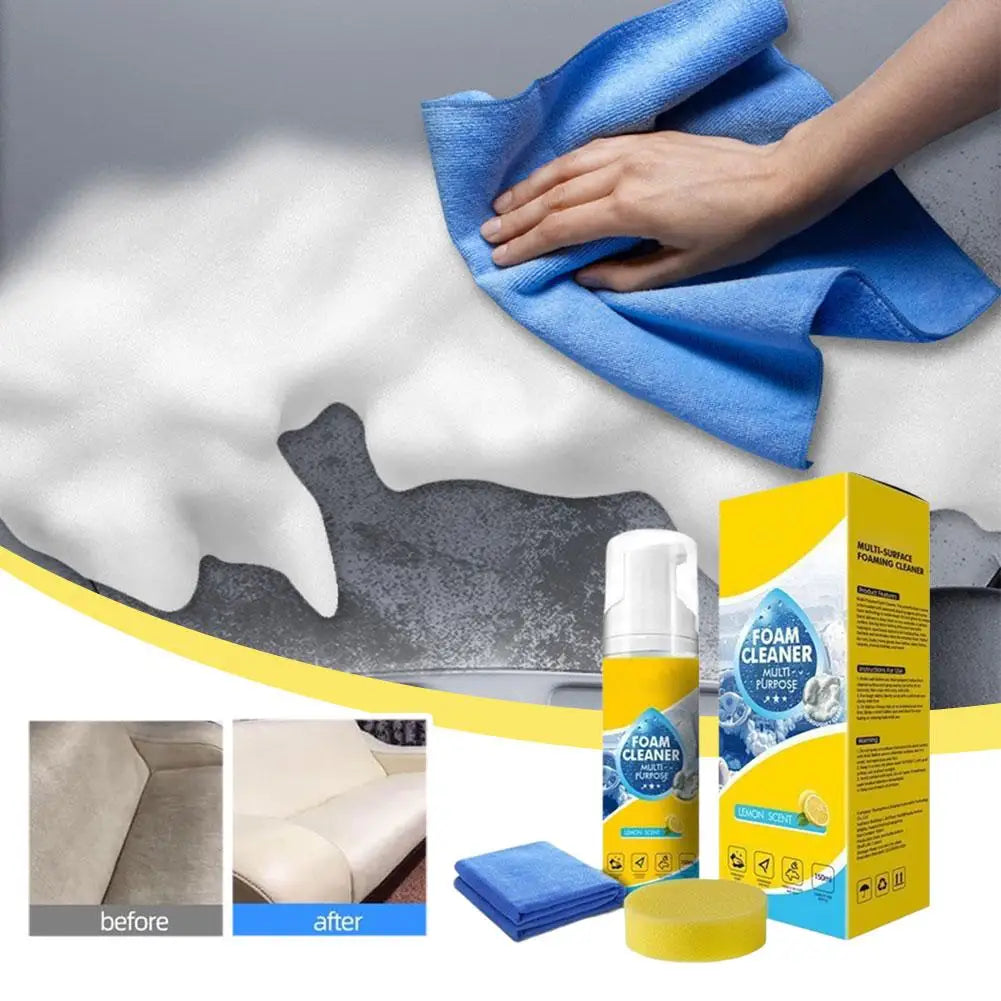 Leather Upholstery Care Foam Cleaner Water Free Quick Clean Liquid With Matching Sponge Cloth Vehicle Interior Maintenance Gear