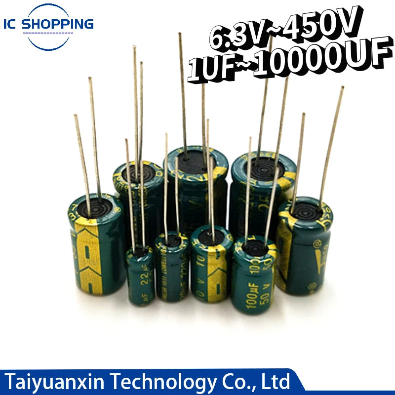High Frequency Low Resistance Aluminium Capacitor 10V 16V 25V 35V 50V 63V 100V 400V 450V 100 220 330 1000 2200 3300 4700 6800UF