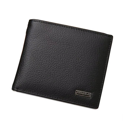 Retro Genuine Leather Men's Short Wallet with Name Engraving Card Holder Simple Zipper Coin Pocket Money Clip Male Purses