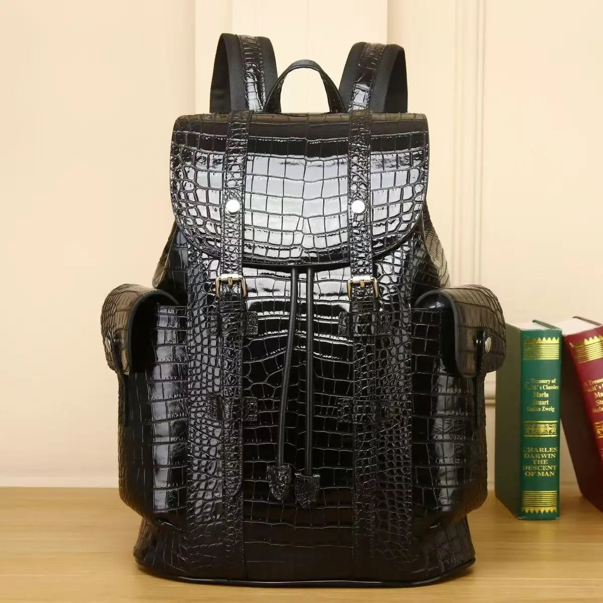 2026 New Luxury Brand Real Genuine Leather Men Alligator Backpacks Student Backpack Boy Luxury 15.6 Inch Computer Laptop Bag
