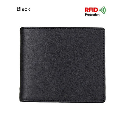 100% Genuine Leather Simple Design Retro RFID Wallet for Men with Cardholder Money Bags Men's Oil Wax Skin Short Wallets