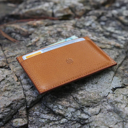 Leather Card Holder Men Minimalist Wallet Vegetable Tanned Leather Case For Cards Custom Gift Dropship