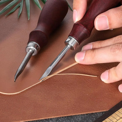 Reliable- Leather Edge Skiving Beveler Set, 2 Pcs Leather Working Tools for DIY Leathercraft, Sizes 1.0 mm & 1.5 mm