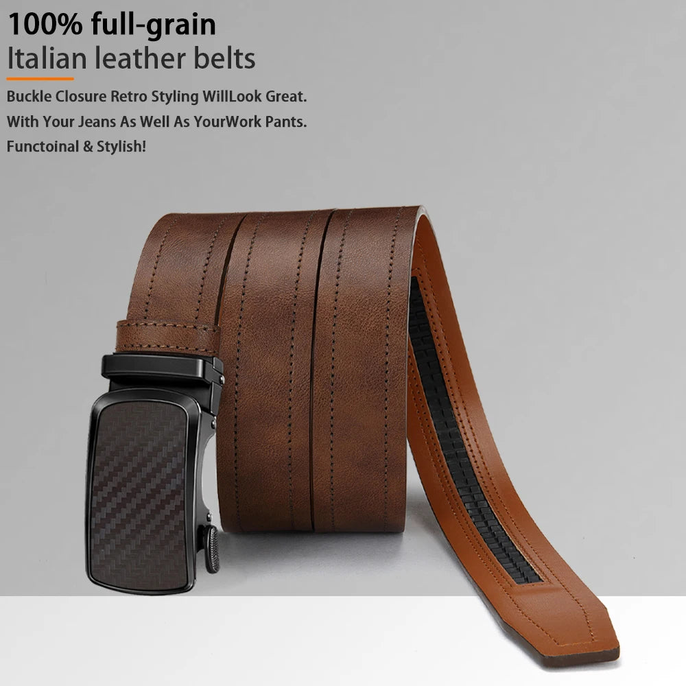Leather belt men High Quality PU Leather Belts, Automatic Buckle Belt, Adjustable No Hole Belt Jeans Belt for Men