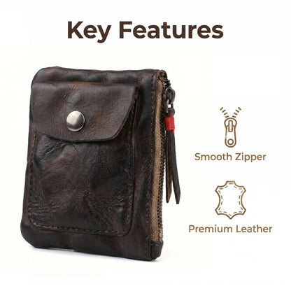 Cowhide Wallet Men's Leather Wallet Genuine Leather Men's Wallet Minimalist Wallet Credit Card Holder Earbuds Pouch