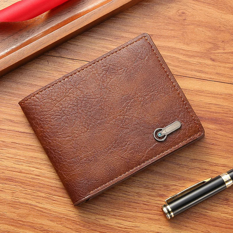 Men PU Leather Coin Purse, Large Multi Slots Card Holder, Retro Casual Wallet for Business ID Cash Dollar Coins Daily Use