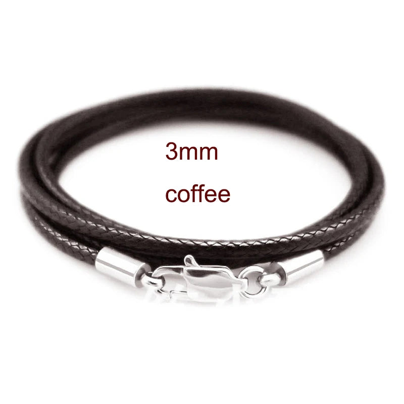 Braided Leather Cord for DIY Lanyard Pendant Necklace Making String Rope Thread Jewelry Making Stainless Steel Lobster Clasp