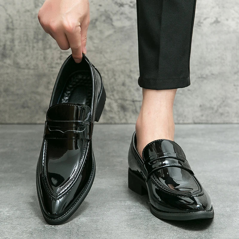 Wedding Leather Shoes For Men Classic Casual Business Shoes Male Green Loafers Social Party Purple Leather Oxford Shoes Man