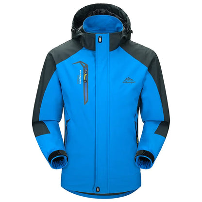 Men's Waterproof Windproof Rain Jacket Hiking Trekking Ski Outdoor Sports Coat Lightweight Packable Hooded Raincoat for Travel
