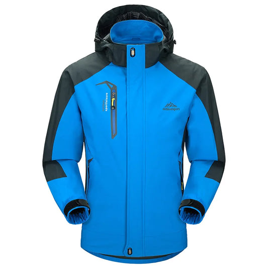 Men's Waterproof Windproof Rain Jacket Hiking Trekking Ski Outdoor Sports Coat Lightweight Packable Hooded Raincoat for Travel
