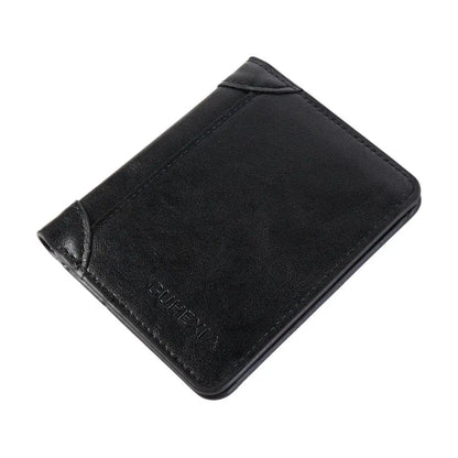 Leather 2 Fold Wallets Urban Recreational Style Soft Men's Short Wallet Credit Card Case Solid Color Pocket Purse Shopping